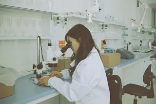 A student at the chemistry bench