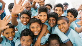 Students of St Mary’s together in the school courtyard
