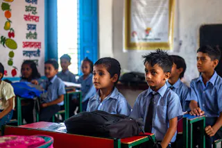 A Class VI lesson in progress